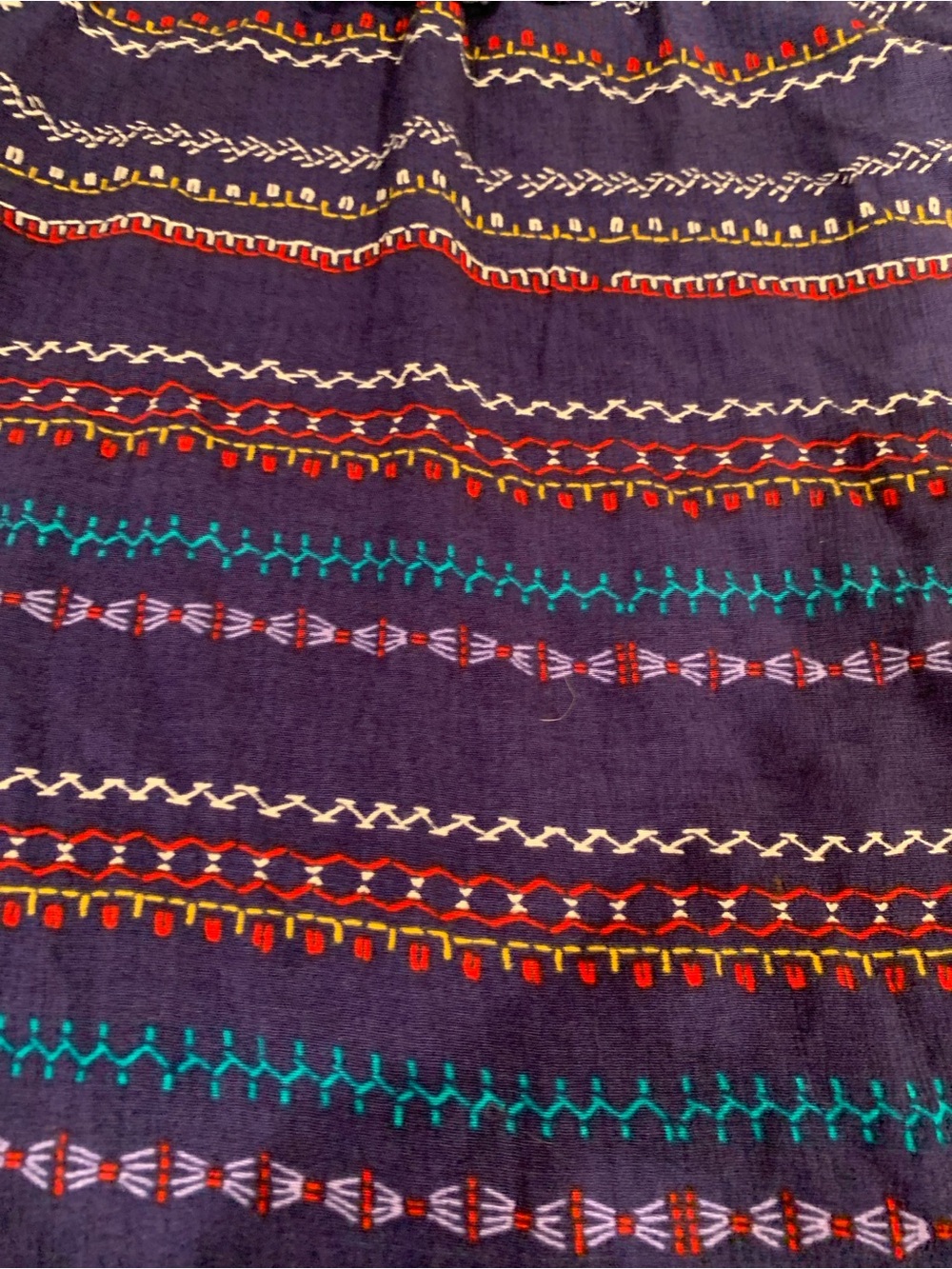 Xilaration Navy Boho One Shoulder Knee Length Stitch Stripping XL - Picture 5 of 7